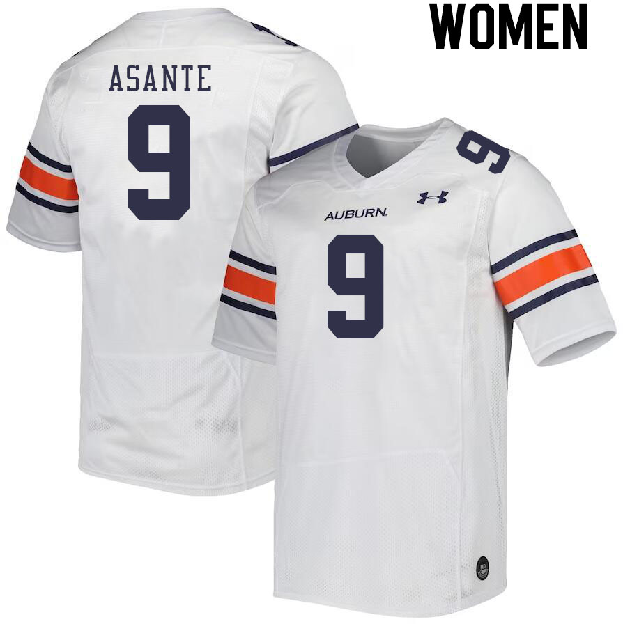 Women #9 Eugene Asante Auburn Tigers College Football Jerseys Stitched-White